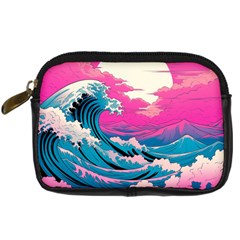 Waves Mountains Sky Digital Camera Leather Case