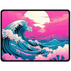 Waves Mountains Sky Fleece Blanket (large)