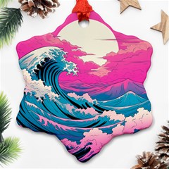 Waves Mountains Sky Snowflake Ornament (two Sides)