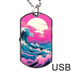 Waves Mountains Sky Dog Tag Usb Flash (two Sides)