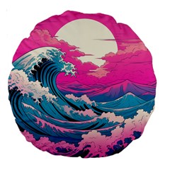 Waves Mountains Sky Large 18  Premium Round Cushions