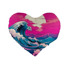 Waves Mountains Sky Standard 16  Premium Heart Shape Cushions