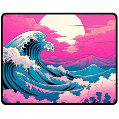 Waves Mountains Sky Two Sides Fleece Blanket (medium)