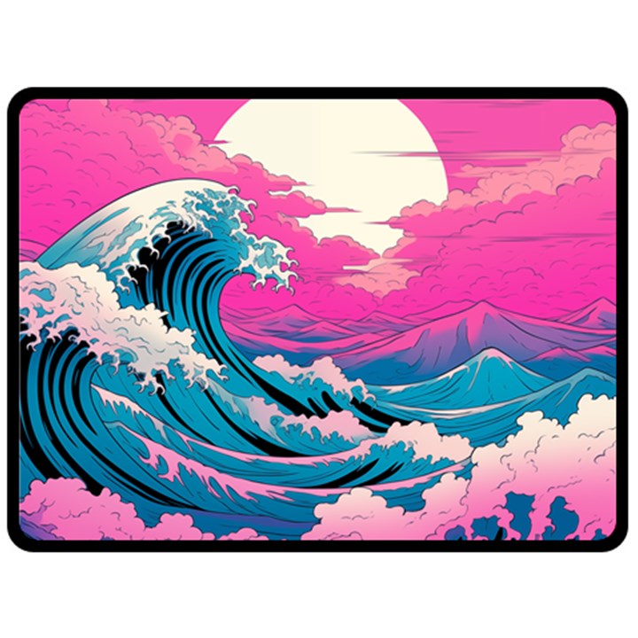 Waves Mountains Sky Two Sides Fleece Blanket (Large)