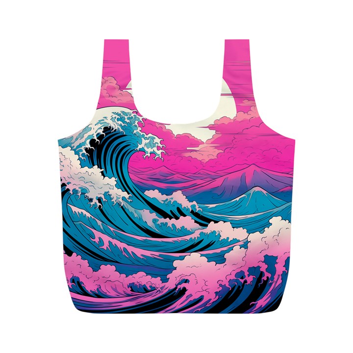 Waves Mountains Sky Full Print Recycle Bag (M)