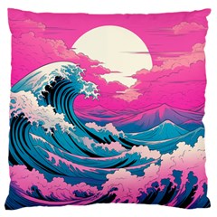 Waves Mountains Sky Standard Premium Plush Fleece Cushion Case (one Side)