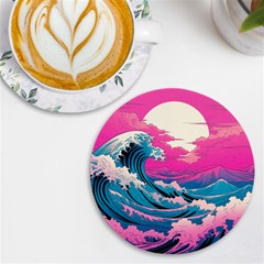 Waves Mountains Sky Uv Print Round Tile Coaster