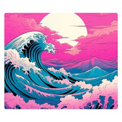 Waves Mountains Sky Premium Plush Fleece Blanket (small)