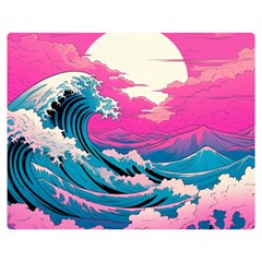 Waves Mountains Sky Premium Plush Fleece Blanket (medium)