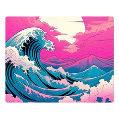 Waves Mountains Sky Premium Plush Fleece Blanket (large)