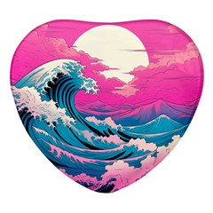 Waves Mountains Sky Heart Glass Fridge Magnet (4 Pack)