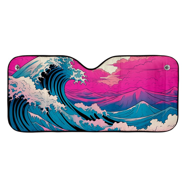 Waves Mountains Sky Car Windshield Sunshade