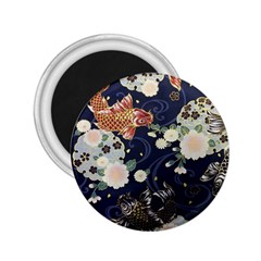 Japanese Wave Koi Illustration Pattern 2 25  Magnets