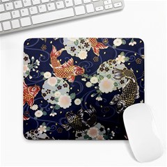 Japanese Wave Koi Illustration Pattern Large Mousepad