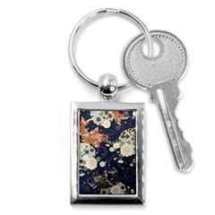 Japanese Wave Koi Illustration Pattern Key Chain (rectangle)