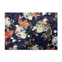 Japanese Wave Koi Illustration Pattern Sticker A4 (10 Pack)