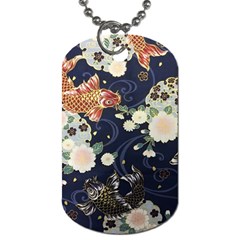 Japanese Wave Koi Illustration Pattern Dog Tag (two Sides)