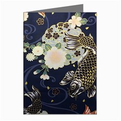 Japanese Wave Koi Illustration Pattern Greeting Cards (pkg Of 8)