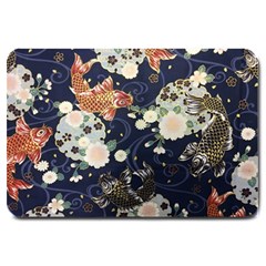 Japanese Wave Koi Illustration Pattern Large Doormat