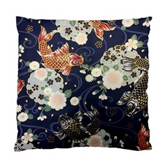 Japanese Wave Koi Illustration Pattern Standard Cushion Case (one Side)