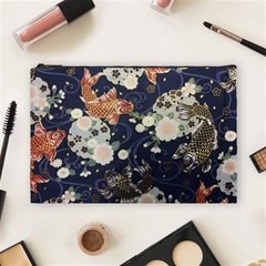 Japanese Wave Koi Illustration Pattern Cosmetic Bag (large)