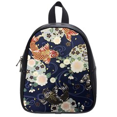 Japanese Wave Koi Illustration Pattern School Bag (small)