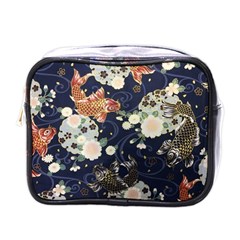 Japanese Wave Koi Illustration Pattern Mini Toiletries Bag (one Side)