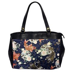 Japanese Wave Koi Illustration Pattern Oversize Office Handbag (2 Sides)