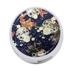 Japanese Wave Koi Illustration Pattern 4-port Usb Hub (two Sides)