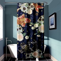 Japanese Wave Koi Illustration Pattern Shower Curtain 36  X 72  (stall) 