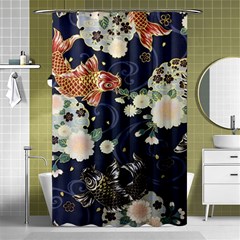 Japanese Wave Koi Illustration Pattern Shower Curtain 48  X 72  (small) 