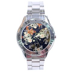 Japanese Wave Koi Illustration Pattern Stainless Steel Analogue Watch