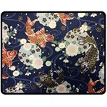 Japanese Wave Koi Illustration Pattern Two Sides Fleece Blanket (Medium) 58.8 x47.4  Blanket Front