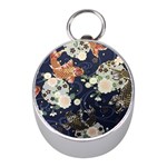 Japanese Wave Koi Illustration Pattern Mini Silver Compasses Front