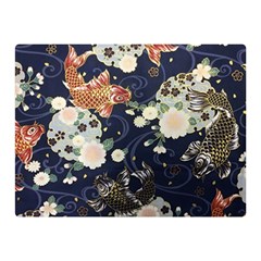 Japanese Wave Koi Illustration Pattern Two Sides Premium Plush Fleece Blanket (mini)