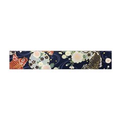 Japanese Wave Koi Illustration Pattern Premium Plush Fleece Scarf (mini)