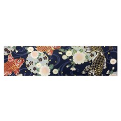 Japanese Wave Koi Illustration Pattern Oblong Satin Scarf (16  X 60 ) by Ndabl3x