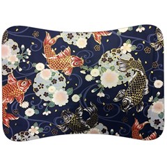 Japanese Wave Koi Illustration Pattern Velour Seat Head Rest Cushion