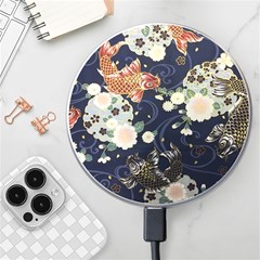 Japanese Wave Koi Illustration Pattern Wireless Fast Charger(white)