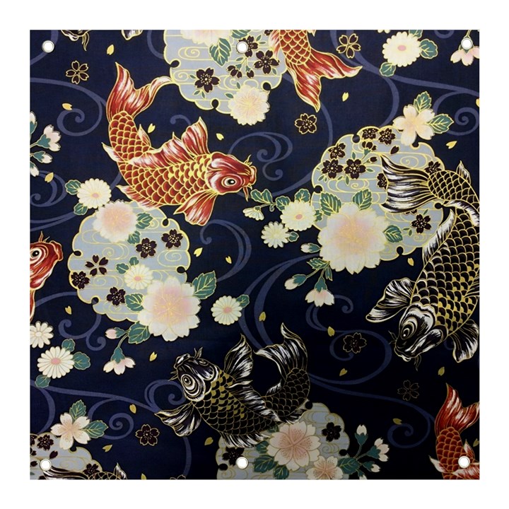 Japanese Wave Koi Illustration Pattern Banner and Sign 3  x 3 