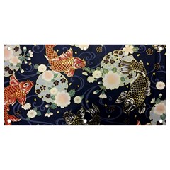 Japanese Wave Koi Illustration Pattern Banner And Sign 4  X 2 