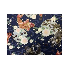 Japanese Wave Koi Illustration Pattern Premium Plush Fleece Blanket (mini)