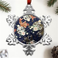 Japanese Wave Koi Illustration Pattern Metal Small Snowflake Ornament