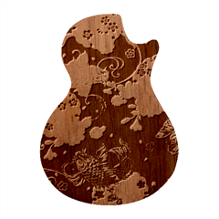 Japanese Wave Koi Illustration Pattern Guitar Shape Wood Guitar Pick Holder Case And Picks Set