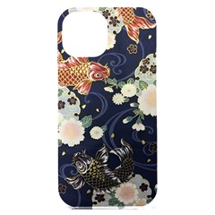 Japanese Wave Koi Illustration Pattern Iphone 15 Plus Black Uv Print Pc Hardshell Case