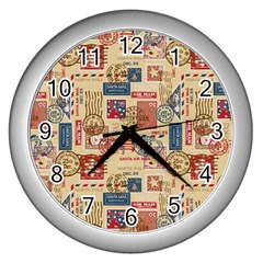 Letters Writing Paper Text Pattern Wall Clock (silver)