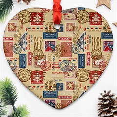 Letters Writing Paper Text Pattern Heart Ornament (two Sides) by Apenda