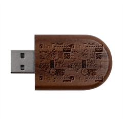 Letters Writing Paper Text Pattern Wood Oval Usb Flash Drive