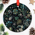 Pattern Flowers Plants Leaves Ornament (Round) Front