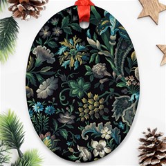 Pattern Flowers Plants Leaves Ornament (oval)